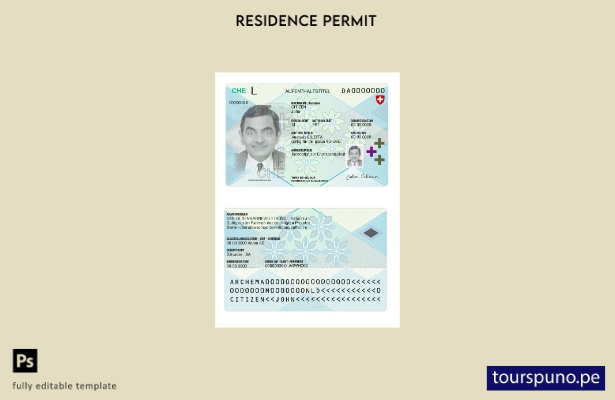 listo para imprimir la plantilla actual del permiso de residencia en Suiza